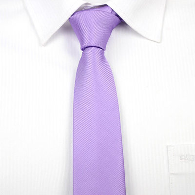 新郎结婚领带 韩版窄领带 男士时尚休闲小领带婚礼礼服淡紫色6cm
