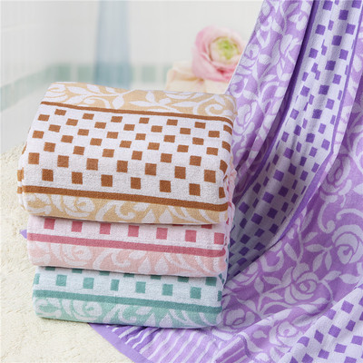 正品 纯棉毛巾被 32支纱 提花 空调毛巾毯 2x2.3方格藤花毛巾被