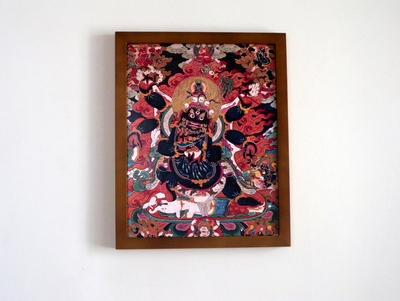 西藏老唐卡家居装饰画六臂马哈嘎啦礼品画挂画有框画镇宅辟邪包邮