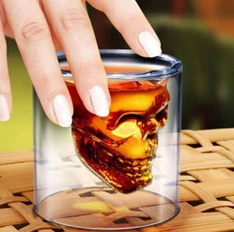 创意礼品 骷髅头啤酒杯 双层骷髅玻璃杯 禁锢海盗杯 威士忌红酒杯