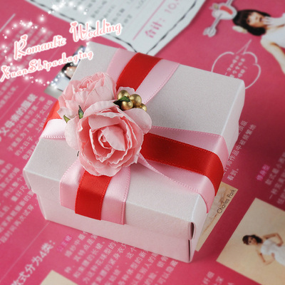 喜糖盒 成品新款结婚用品喜糖盒创意个性欧式粉色玫瑰花方盒批发