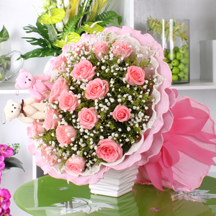 【特价鲜花】【鲜花】11朵粉玫瑰花束 生日鲜花速递鲜花店同城五