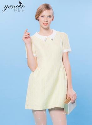耶尼尔专柜正品 2014新款春夏女装娃娃领韩版短袖连衣裙 11411410
