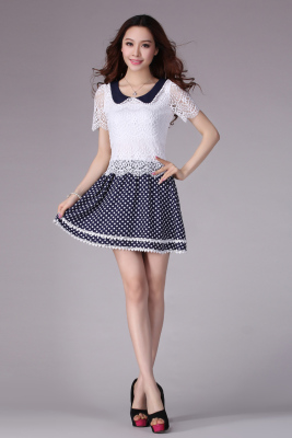 2015年夏季新款修身连衣裙短袖蕾丝时尚甜美裙夏装品牌女装连衣裙