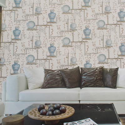 墙纸 陶瓷图案中式电视背景墙 走道中式客厅卧室满铺壁纸