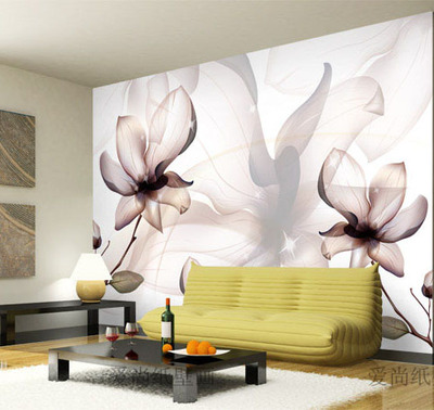 水墨 玉兰墙纸客厅卧室温馨浪漫背景墙壁纸大型壁画电视背景墙画