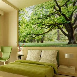 环保无缝壁纸壁画电视客厅卧室壁纸壁画 苍天绿树长生大树壁纸画