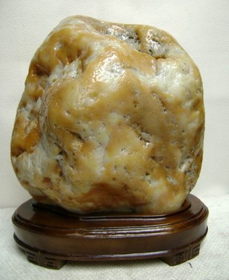 天然奇石 黄蜡石 观赏石 风水石 河卵石 原石头 敦实厚重 重67斤