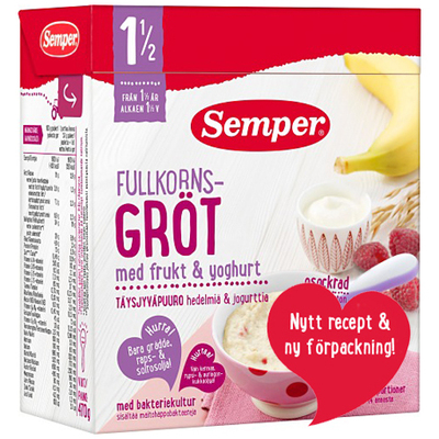 瑞典Semper森宝有机水果麦片粥米粥米粉营养粥 一岁半以上 新版