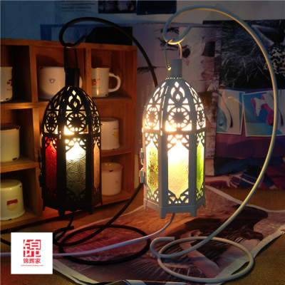 包邮地中海卧室床头灯 创意摩洛哥镂空复古铁艺婚庆灯具装饰台灯