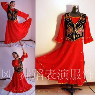 民族舞蹈服装/舞台演出服/现代舞蹈服饰/新疆舞蹈服装表演服ly027