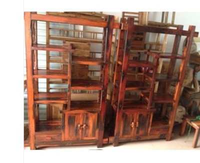 老船木博古架展示架茶叶架多宝格置物架简约现代可定制置物架中式