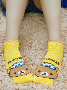 夏季新款日本百搭 轻松熊系列可爱卡通短跟袜短袜子船袜女士款