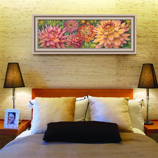 顶间 客厅装饰画卧室床头挂画单幅样板房美式墙画餐厅壁画 千瓣莲