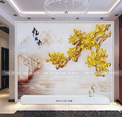 上海艺术玻璃 电视背景墙 沙发背景