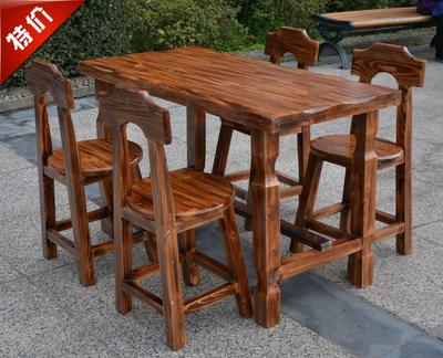 厂家直销 防腐实木碳化户外家具 酒吧咖啡桌椅餐桌椅组合套件休闲