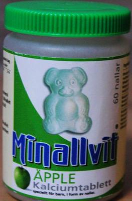 【现货】瑞典 Minallvit 儿童小熊钙片咀嚼片 苹果味 60粒