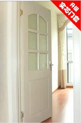 地中海 木门 室内套装门 白色 玻璃门 免漆门 实木免烤漆门带安装