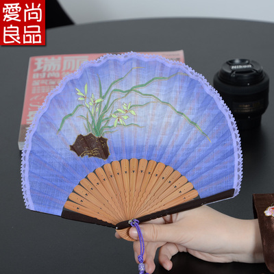 精美工艺贝壳扇 烤漆蕾丝花边小刀扇葵形折扇 中国风和风礼品扇子