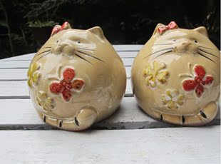 15元以下家居摆件储钱罐儿童礼物高温陶瓷可爱储蓄罐欧式猫存钱罐