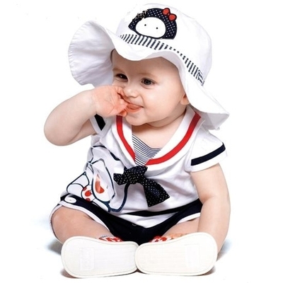 女婴儿服装宝宝夏装0-2岁短袖衣服女童装上衣短裤帽子可开档套装