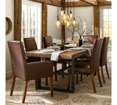 LOFT美式乡村实木餐桌椅复古做旧铁艺餐桌 饭桌实木办公桌咖啡桌