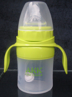 宝宝婴儿抗菌全硅胶奶瓶 带手柄宽口径带吸管 正品包邮 婴儿用品