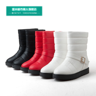 冬季新品定制款保暖短筒雪地靴太空皮靴羽绒靴橡胶底韩版厚底