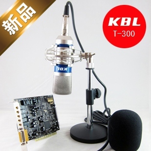 KBL T-300电容麦+创新5.1独立声卡+桌面支架 电脑网络K歌喊麦套装