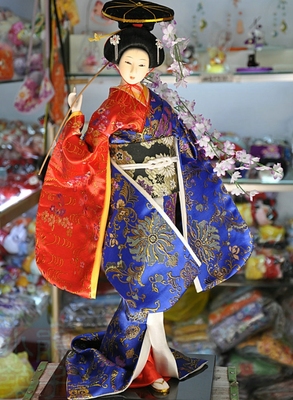 【小筑】日本和服艺妓美女歌舞伎仕女绢人人偶D款  家居摆件22寸
