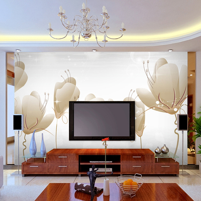 大型壁画 立体白花电视高清背景墙纸 沙发壁纸 3D墙布 白底花瓣