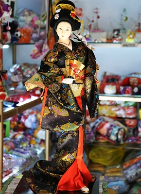 【小筑】日本和服艺妓美女歌舞伎仕女绢人人偶F款  家居摆件22寸