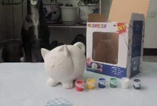 特价促销储蓄罐 DIY卡通手绘加菲猫储蓄罐 素坯陶瓷工艺品