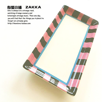 【有爱小铺】 zakka杂货 欧式条纹长方形陶瓷餐具平盘 餐盘 果盘