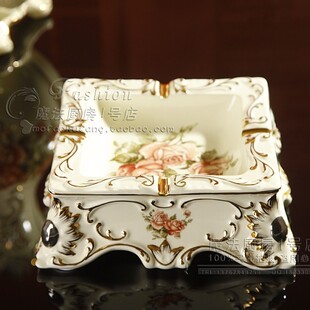 包邮 欧式烟灰缸 家居摆件 创意陶瓷烟缸 时尚方烟灰缸 结婚礼物