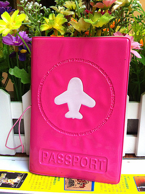 玫红色 飞机 护照套 护照夹 证件套 出国旅游留学必备 仿皮短款
