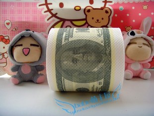 babe100美元纸币彩色印花卷筒纸巾 印花卫生纸