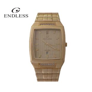 ENDLESS正品男表 意大利式浮雕天然钻石手表 商务休闲金色男士表