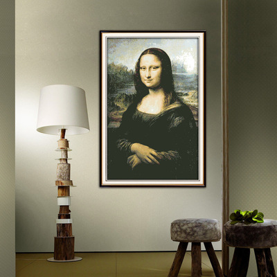 正品十字绣客厅大画 大幅最新款 人物画 蒙娜丽莎的微笑 名画油画