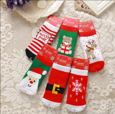 独家高品质圣诞宝宝袜 精梳棉加厚纯棉毛圈保暖新年节日儿童袜