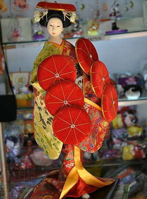 【小筑】日本和服艺妓美女歌舞伎仕女绢人人偶B款  家居摆件22寸