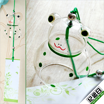 两个包邮◆老款造型日式江户玻璃风铃青蛙◆特价和风创意礼品车挂