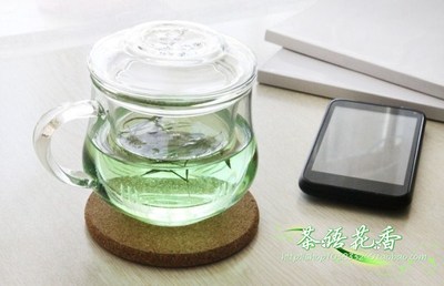 耐高温兰雅三件式玻璃花草茶杯 创意带盖透明过滤水杯300ML特价