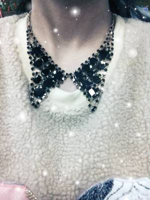 水晶水钻镂空假领子短款项链 OL风格时尚锁骨链毛衣链百搭女