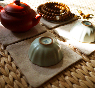 麻布亚麻方形中国风杯垫手工碗垫布艺隔热垫餐垫可爱工夫茶道壶垫