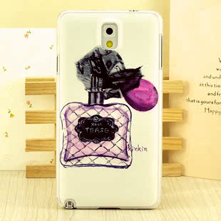 三星Note3/2/S4/S3盖世i9500/9300欧美紫色香水瓶 手机壳保护套