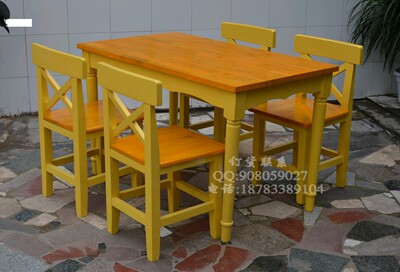 厂家直销 实木餐桌椅 甜品店桌椅 咖啡桌椅 实木餐椅 地中海风格