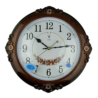 北极星欧式客厅静音挂钟 14英寸田园复古石英钟 艺术大时钟电子钟