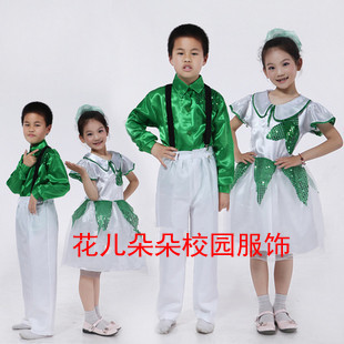 六一儿童表演服大合唱服装演出服小学生中学生朗诵服舞台绿色亮片