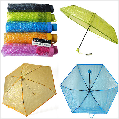 满百包邮 创意荧光点PVC透明塑料折叠伞 糖果色个性韩国学生雨伞